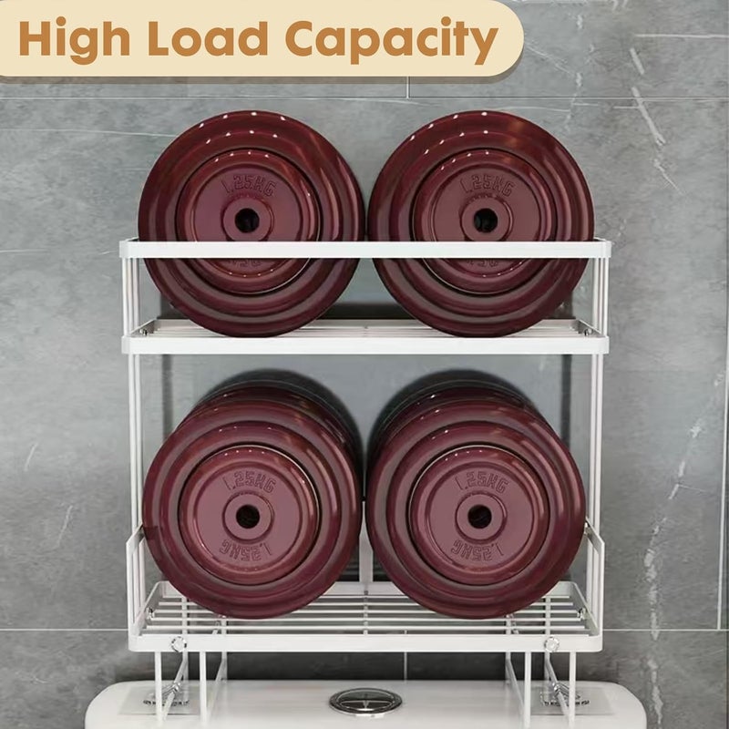 Power King Over The Toilet Storage Shelf, 2-Tier Bathroom Organizer Rack with 2 Hooks, No-Drill, Rust-Resistant Steel, Toilet Paper Holder for Restroom Bathroom, White - Image 5